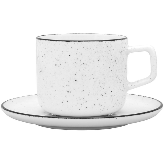 Obertasse, Serie Ankara, weiß, schwarz gesprenkelt, 250 ml, 6 Stück