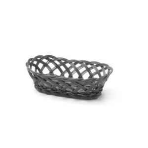 Hendi Körbe mit gewebtem Rand, oval, Schwarz, 225x130x(H)55mm