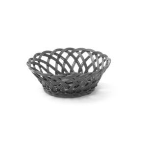 Hendi Körbe mit gewebtem Rand, rund, Schwarz, 200x200x(H)65mm