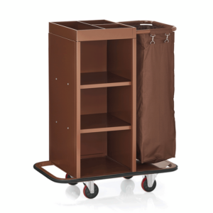 Essentials Zimmerservicewagen, 85 x 45 x 106 cm, braun, Stahl, Polyesterfaserstoff