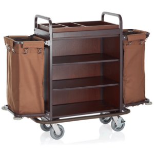 Was Germany Zimmerservicewagen, 146 x 50 x 120 cm, braun, Stahl, Polyesterfaserstoff, Holz