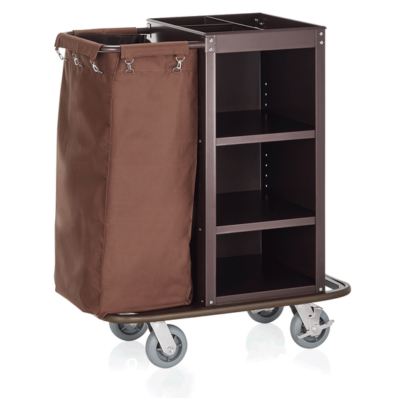 Was Germany Zimmerservicewagen, 95 x 57 x 114 cm, braun, Stahl, Polyesterfaserstoff