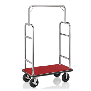Was Germany Gepäckwagen TRANSIT, 112 x 60 x 185 cm, silberfarben, roter Teppich, Edelstahl