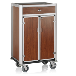 Was Germany Minibar Servicetrolley, 85 x 60 x 135 cm, helle Kanten,Holzoptik, Aluminium, MDF