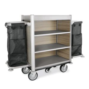 Was Germany Zimmerservicewagen HEIDI, 190 x 65 x 140 cm, schwarz, Aluminium, HPL, Polyesterfaserstoff