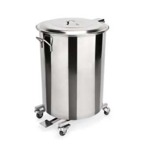 Essentials Tretabfallbehälter mit 4 schwenkbaren Rollen, 65 ltr., Ø 40 cm, Chromnickelstahl