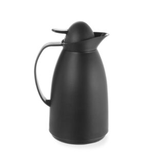 Hendi Isolierkanne mit Innenbehälter aus Glas, 1L, Schwarz, ⌀140x(H)268mm