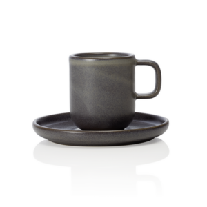 Rockzzero Espresso- und Untertasse Set, 90 ml, stone grey, Set á 6 Stück, Steinzeug