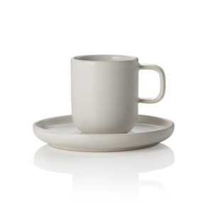 Rockzzero Espresso- und Untertasse Set, 90 ml, light rock, Set á 6 Stück, Steinzeug