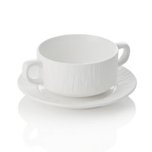 Maya Suppentasse mit Untertasse Set SHIRO, Ø 10,5 cm, 250 ml, weiß, Set á 4 Stück, Porzellan