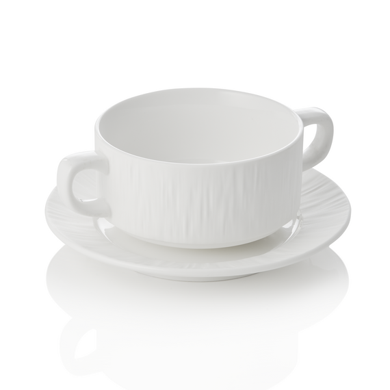 Maya Suppentasse mit Untertasse Set SHIRO, Ø 10,5 cm, 250 ml, weiß, Set á 4 Stück, Porzellan