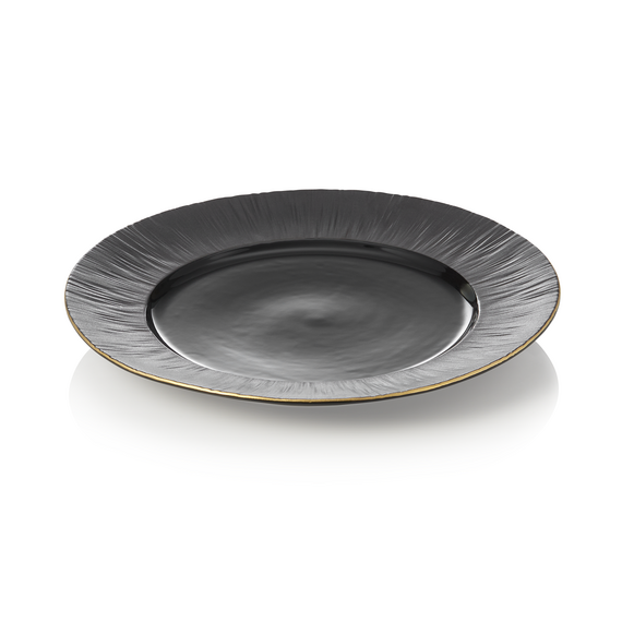 Maya Teller Set KURO, flach, Ø 27 cm, schwarz, Set á 2 Stück, Porzellan