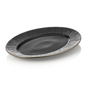 Maya Platte Set KURO, 33 x 24,5 cm, schwarz, Set á 2 Stück, Porzellan