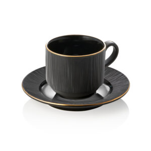 Maya Obertasse mit Untertasse Set KURO, 240 ml, schwarz, Set á 4 Stück, Porzellan
