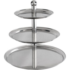 Etagere mit Kugelgriff, 3-stufig, Edelstahl, Höhe 50 cm