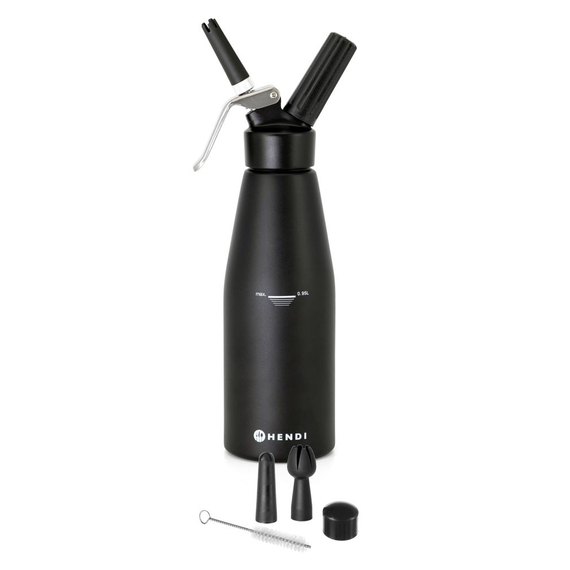 Hendi Sahnespender, schwarz, Kitchen Line, 0,95L, Schwarz, ⌀95x(H)320mm