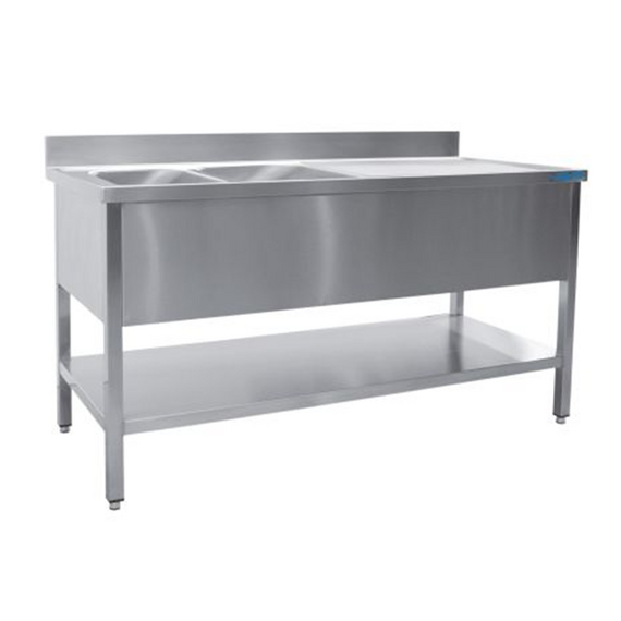 SARO Spültisch 2 Becken, links - B 1800 x T 600