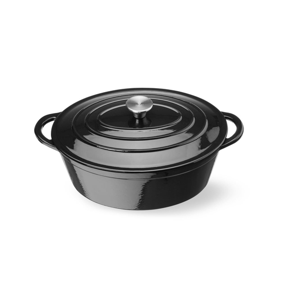 Hendi Emaillierter Gusseisentopf, 6,88L, Schwarz, 405x255x(H)134mm