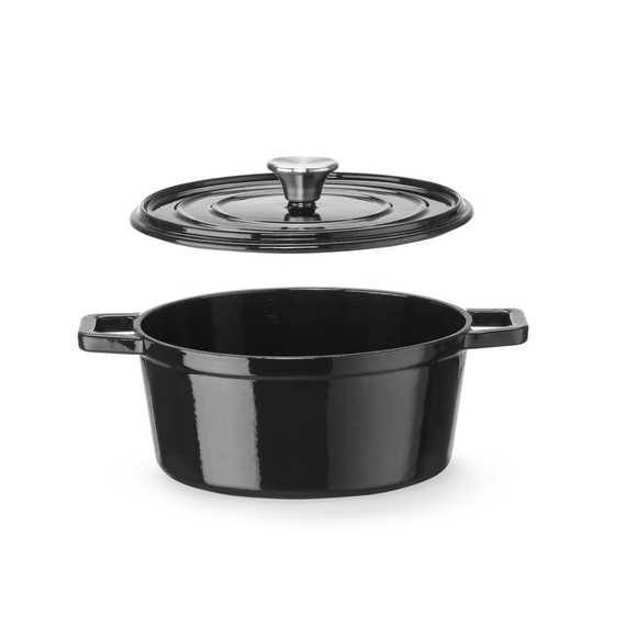 Hendi Emaillierter Gusseisentopf, 3,7L, Schwarz, 317x240x(H)105mm