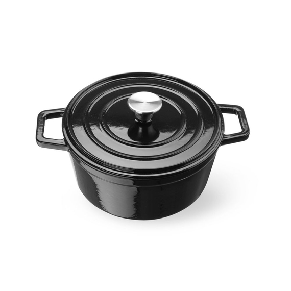 Hendi Emaillierter Gusseisentopf, 3,7L, Schwarz, 317x240x(H)105mm