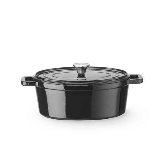 Hendi Emaillierter Gusseisentopf, 4,4L, Schwarz, 365x290x(H)115mm
