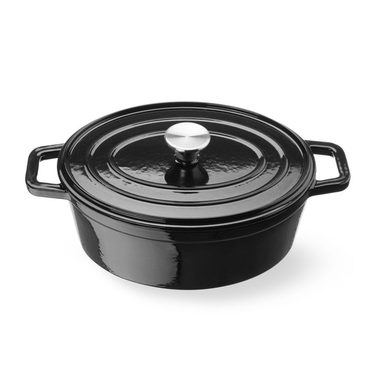 Hendi Emaillierter Gusseisentopf, 4,4L, Schwarz, 365x290x(H)115mm