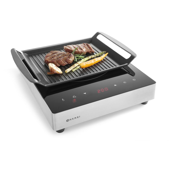 Hendi Grillplatte für Induktionskocher, 390x260x(H)35mm