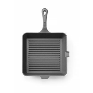 Hendi Gusseisen-Grillpfanne, Schwarz, 250x250x(H)50mm, Quadratisch