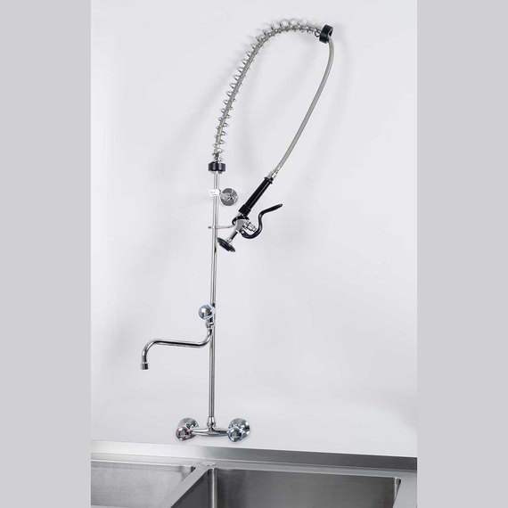 Geschirrbrause mit Mischbatterie, Zweiloch-Wandmontage, mit Wasserhahn, zwei Mischventile