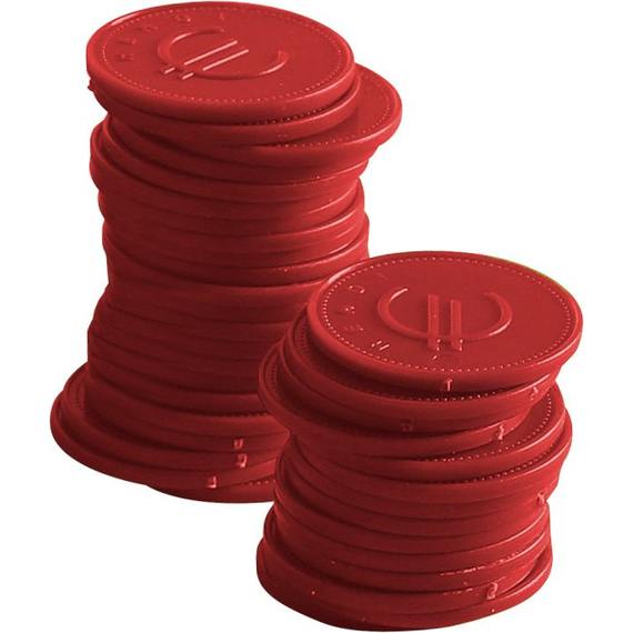BarUp Pfandmünzen - 100 Stk., Rot, 100 Stk., ⌀25mm