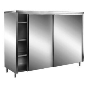 SARO Edelstahl-Lagerschrank mit Schiebetüren AISI 430, Flachdach, 1000x600