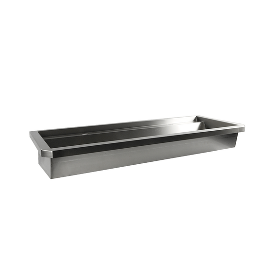 Combisteel Edelstahl Waschbecken 2 Ablasshahne 1200mm Ablaufstopfen Und Schutzwand Inklusive, Exklusiv Hahne