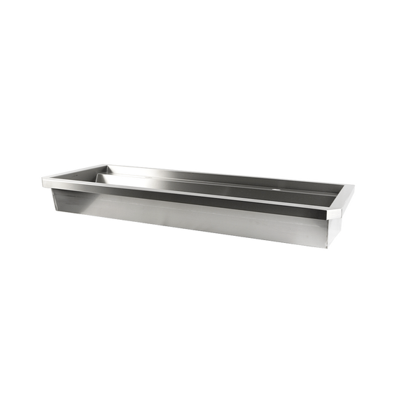 Combisteel Edelstahl Waschbecken 2 Ablasshahne 1200mm Ablaufstopfen Und Schutzwand Inklusive, Exklusiv Hahne
