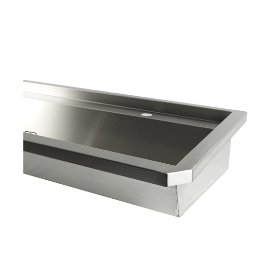 Combisteel Edelstahl Waschbecken 2 Ablasshahne 1200mm Ablaufstopfen Und Schutzwand Inklusive, Exklusiv Hahne