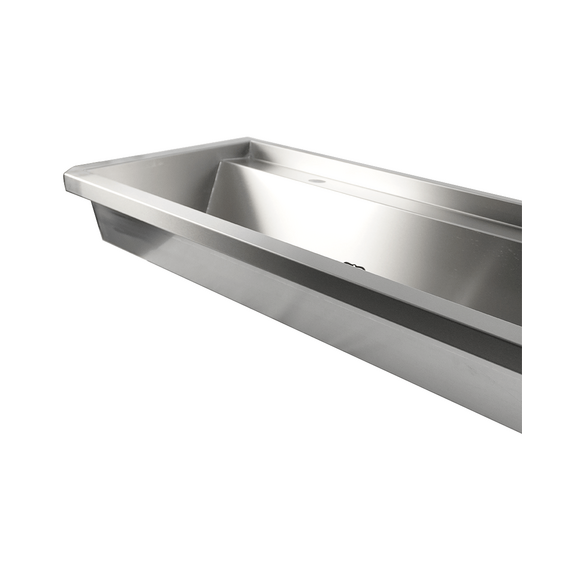 Combisteel Edelstahl Waschbecken 2 Ablasshahne 1200mm Ablaufstopfen Und Schutzwand Inklusive, Exklusiv Hahne