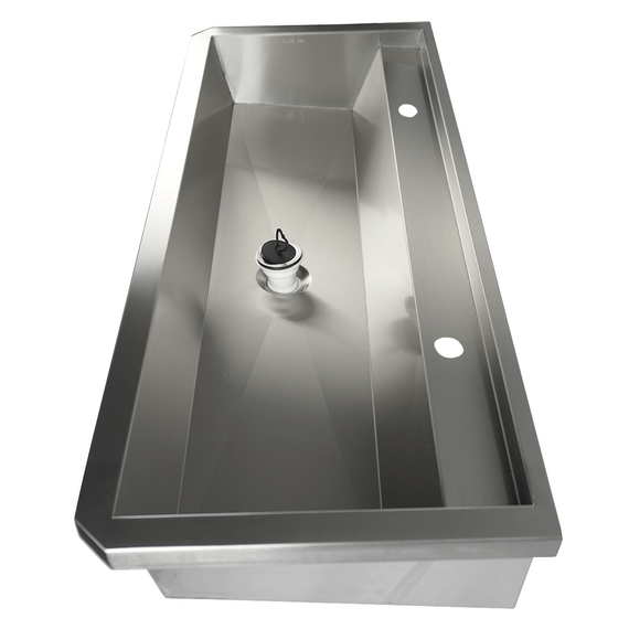Combisteel Edelstahl Waschbecken 2 Ablasshahne 1200mm Ablaufstopfen Und Schutzwand Inklusive, Exklusiv Hahne