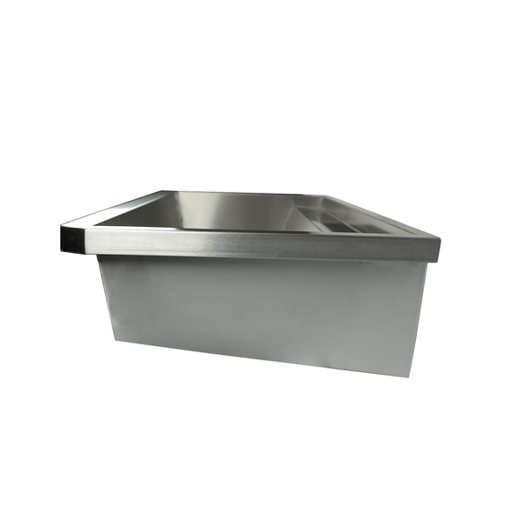 Combisteel Edelstahl Waschbecken 2 Ablasshahne 1200mm Ablaufstopfen Und Schutzwand Inklusive, Exklusiv Hahne