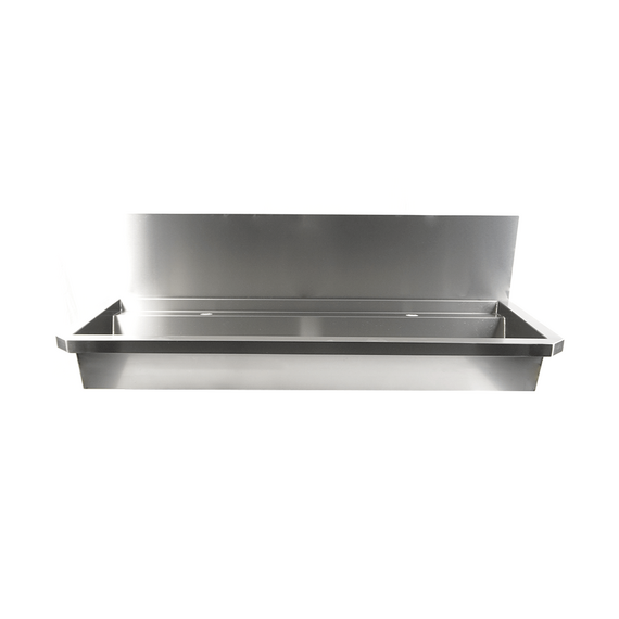 Combisteel Edelstahl Waschbecken 2 Ablasshahne 1200mm Ablaufstopfen Und Schutzwand Inklusive, Exklusiv Hahne