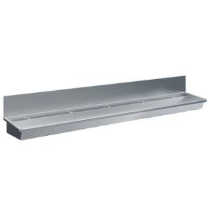 Combisteel Edelstahl Waschbecken 5 Ablasshahne 3000mm Ablaufstopfen Und Schutzwand Inklusive, Exklusiv Hahne