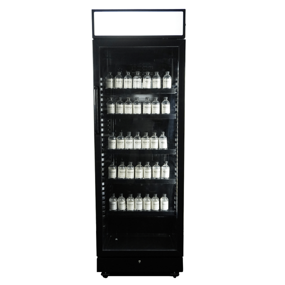 Combisteel Kühlschrank 1 Glastür Schwarz mit Canopy Sve-450 Blc