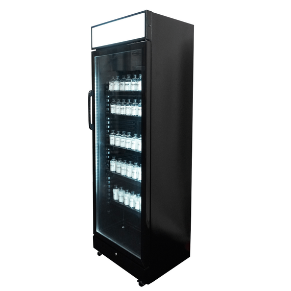 Combisteel Kühlschrank 1 Glastür Schwarz mit Canopy Sve-450 Blc
