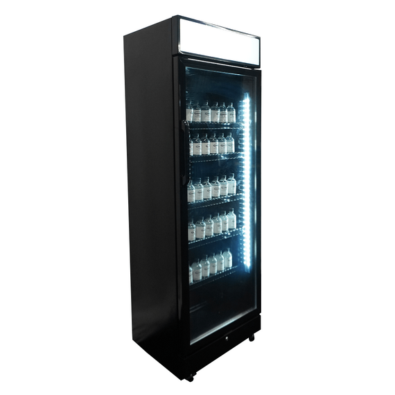 Combisteel Kühlschrank 1 Glastür Schwarz mit Canopy Sve-450 Blc