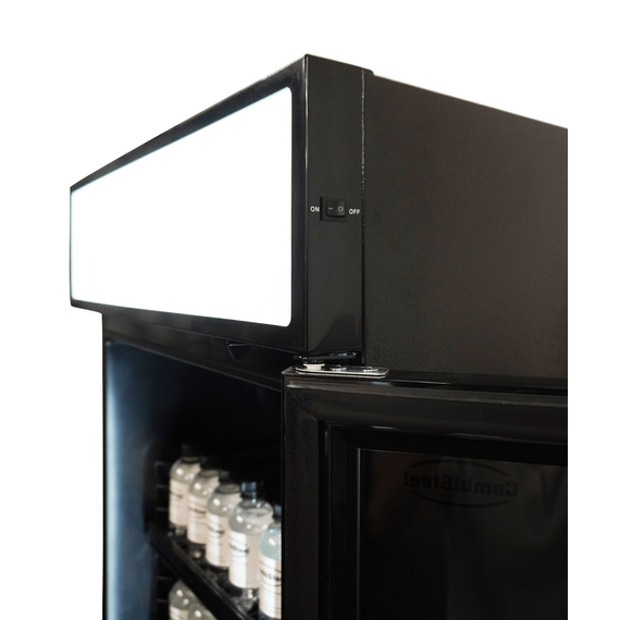 Combisteel Kühlschrank 1 Glastür Schwarz mit Canopy Sve-450 Blc