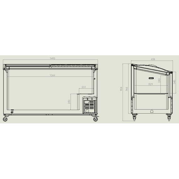 Combisteel Tiefkühltruhe Glasdeckel 461 L