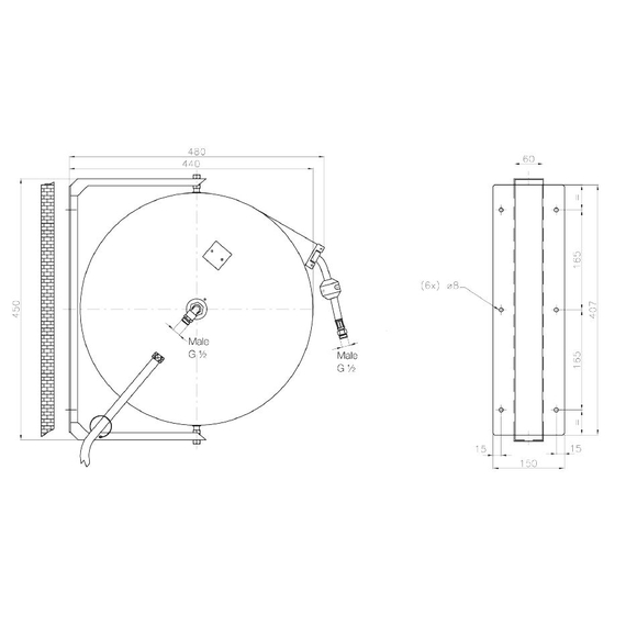 Combisteel Schlauchhaspel 10 M mit Spritzpistole