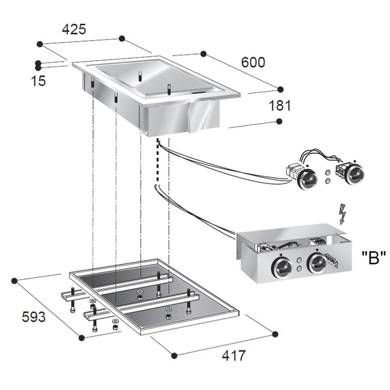 Combisteel El. Grillplatte Chrom – Breite 425