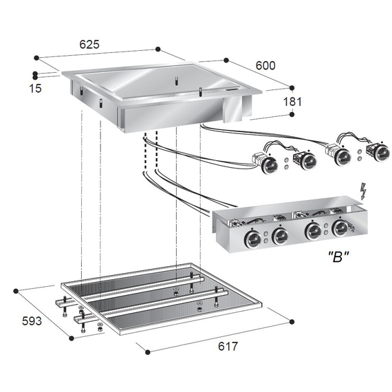 Combisteel El. Grillplatte Chrom – Breite 625