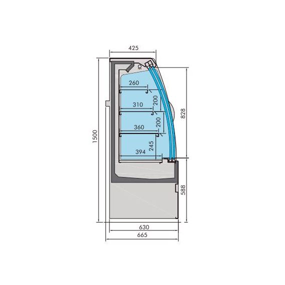 Combisteel Kühlvitrine Noah mit Schiebetüren 1.5