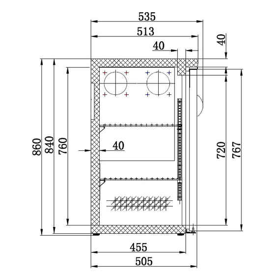 Combisteel Standard Line Barkühler Schwarz 3 Türen