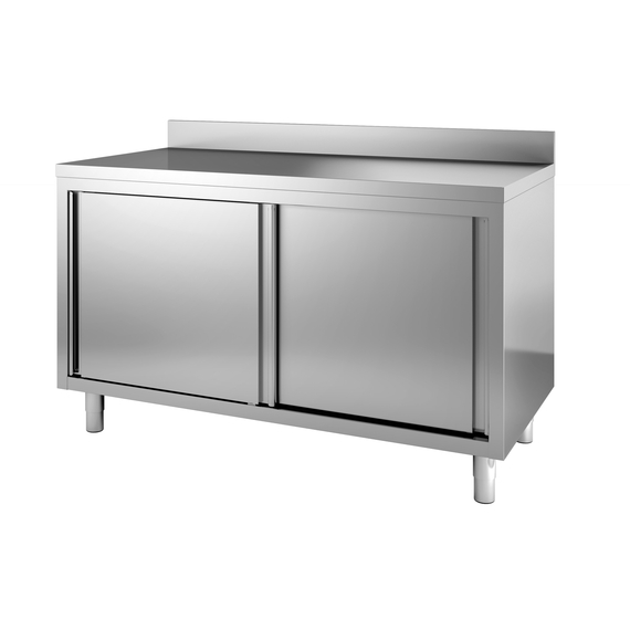 Combisteel 600 Arbeitstisch Schiebetüren Aufkantung 1600 – Breite 1600 – Art.-Nr.: 7452.3060